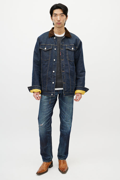 DSquared2 Blue 
Brown Corduroy Denim Jacket