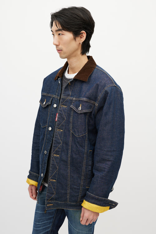 DSquared2 Blue 
Brown Corduroy Denim Jacket