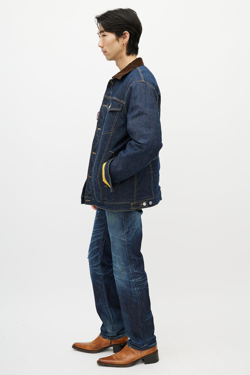 DSquared2 Blue 
Brown Corduroy Denim Jacket