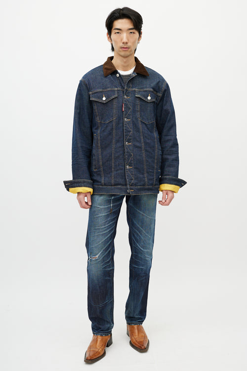 DSquared2 Blue 
Brown Corduroy Denim Jacket