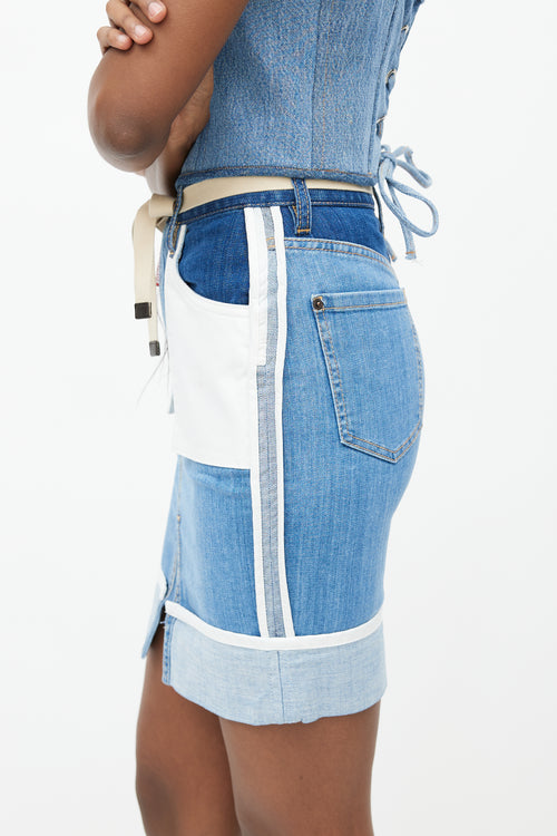 DSquared2 Blue Inside Out Cuffed Denim Skirt