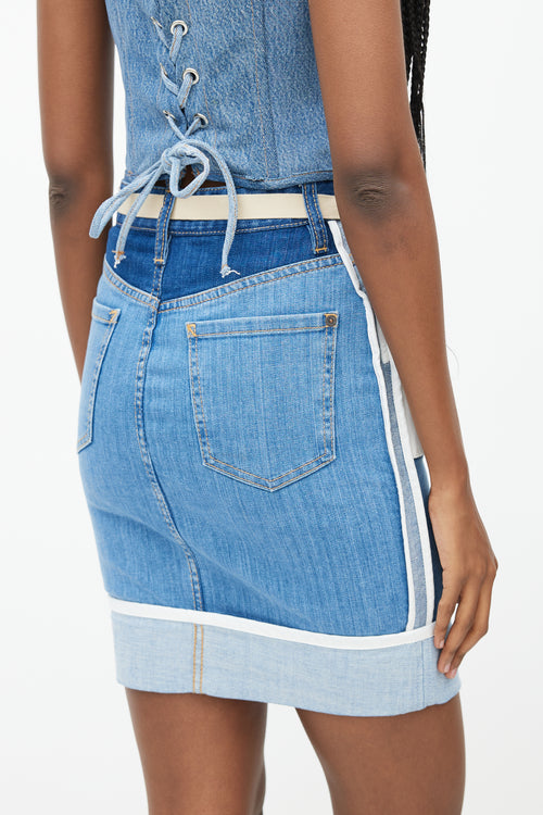 DSquared2 Blue Inside Out Cuffed Denim Skirt