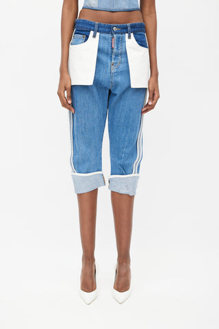 DSquared2 Blue Inside Out Denim Capri