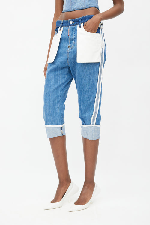 DSquared2 Blue Inside Out Denim Capri