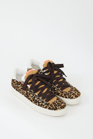 DSquared2 Brown 
Black Hair 
Leather Printed Sneaker