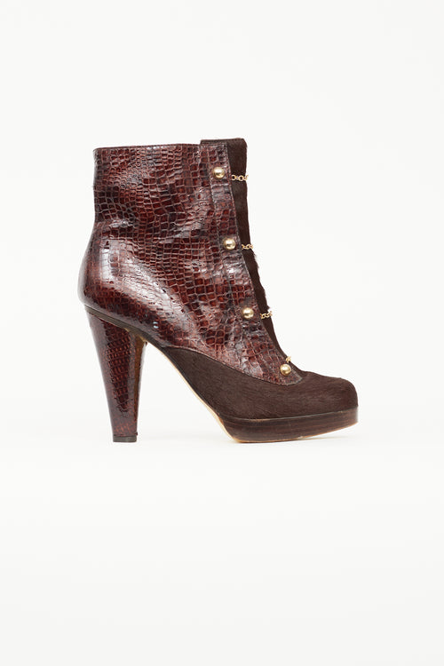 DSquared2 Brown Leather 
Hair Ankle Boot