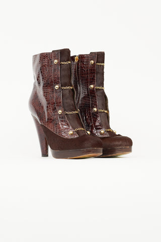 DSquared3 Brown Leather 
Hair Ankle Boot