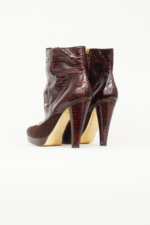 DSquared5 Brown Leather 
Hair Ankle Boot