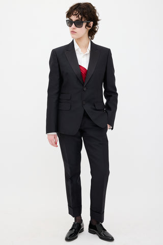 DSquared2 Fall 2015 Black Red Sash Suit