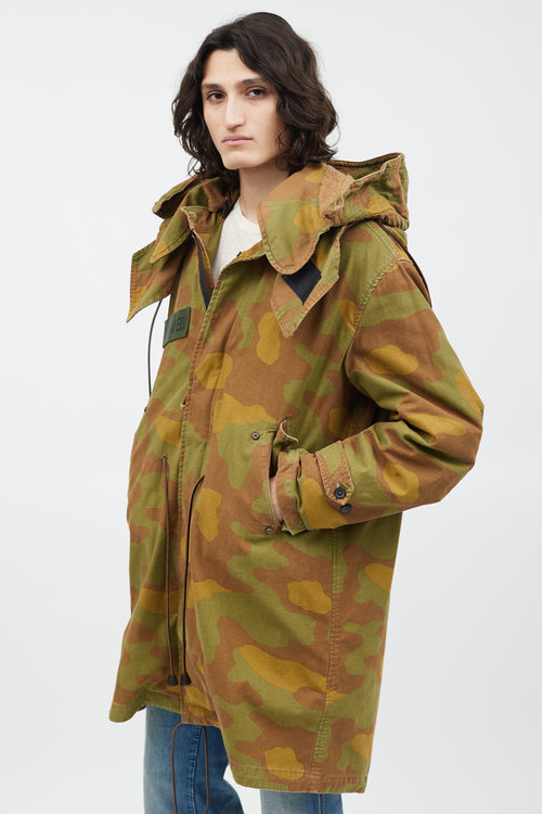 DSquared4 Green 
Multicolour Fleece Lined Camo Coat