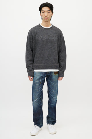 DSquared2 Grey Wool Embossed Logo Crewneck