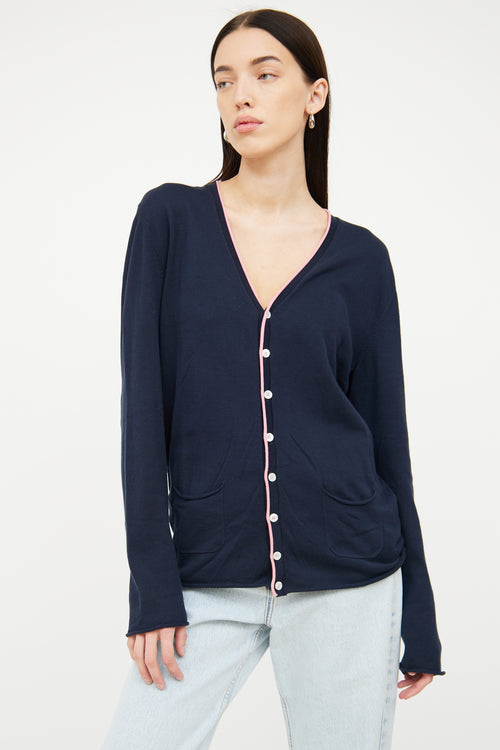 DSquared4 Navy 
Pink Trim Cardigan