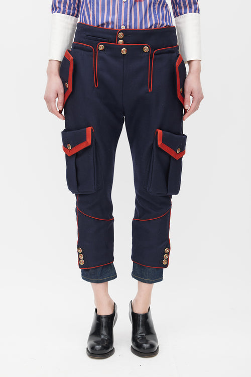 DSquared2 Navy 
Red Cropped Tapered Trouser