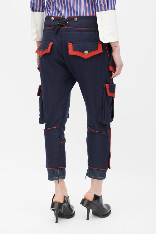 DSquared2 Navy 
Red Cropped Tapered Trouser