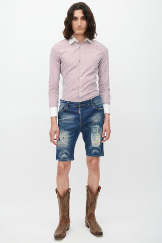 DSquared2 Blue Distressed Denim Shorts