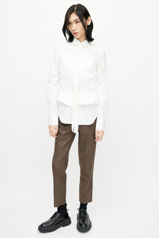 DSquared2 White Ruffled Tie Shirt