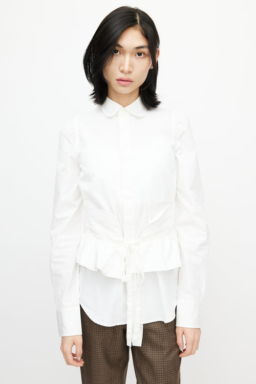 DSquared2 White Ruffled Tie Shirt