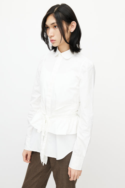 DSquared2 White Ruffled Tie Shirt