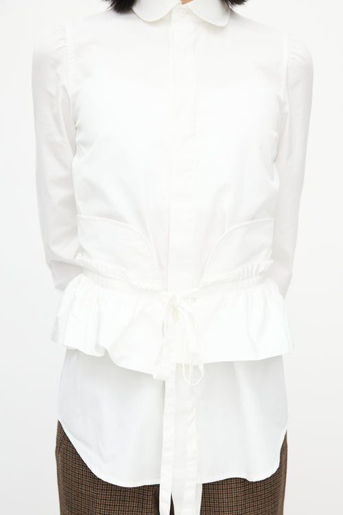 DSquared2 White Ruffled Tie Shirt