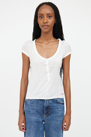 DSquared2 White 
Red Embroidered Logo Top