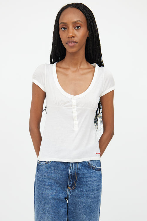 DSquared2 White 
Red Embroidered Logo Top