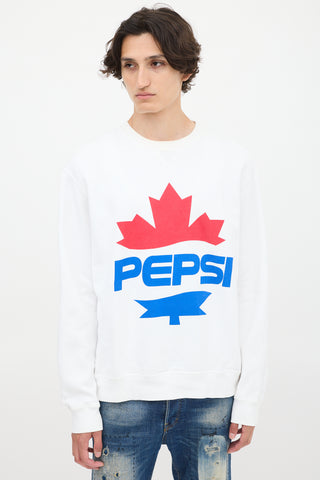 DSquared2 X Pepsi White 
Multicolour Logo Crewneck