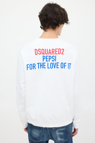 DSquared2 X Pepsi White 
Multicolour Logo Crewneck