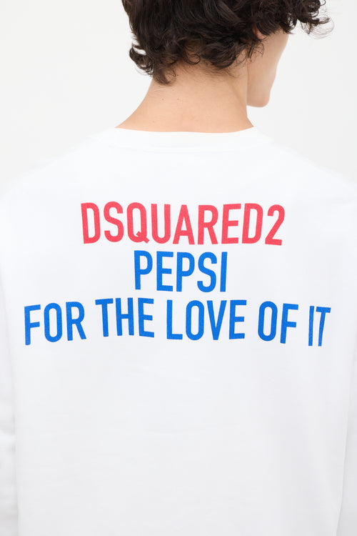 DSquared2 X Pepsi White 
Multicolour Logo Crewneck