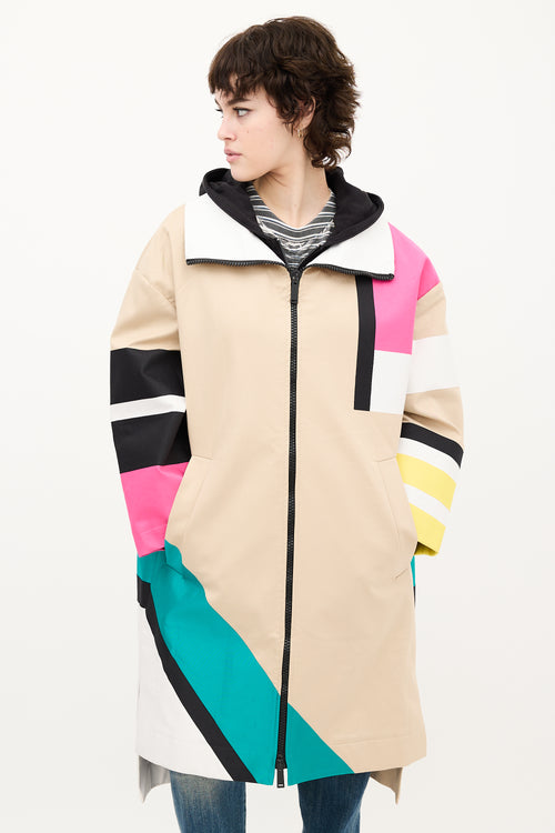 DSquared2 Beige Multi Colourblock Coat