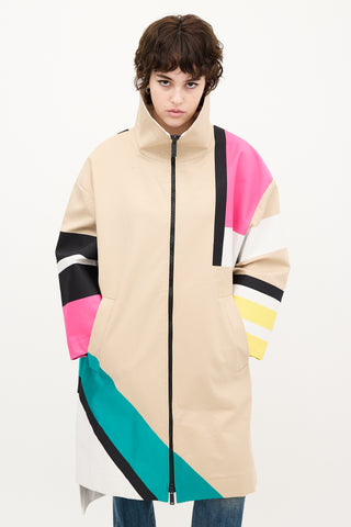 DSquared2 Beige Multi Colourblock Coat