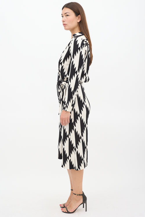 Black 
Cream Silk Abstract Wrap Jumpsuit