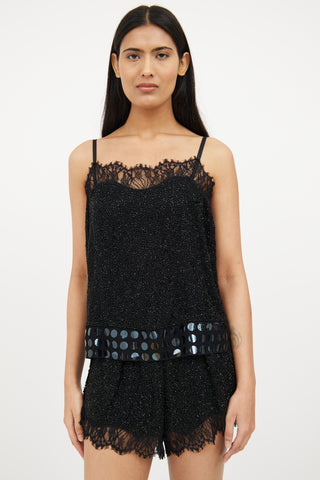 Diane von Furstenberg Black Silk Bead 
Lace 2 Piece Set