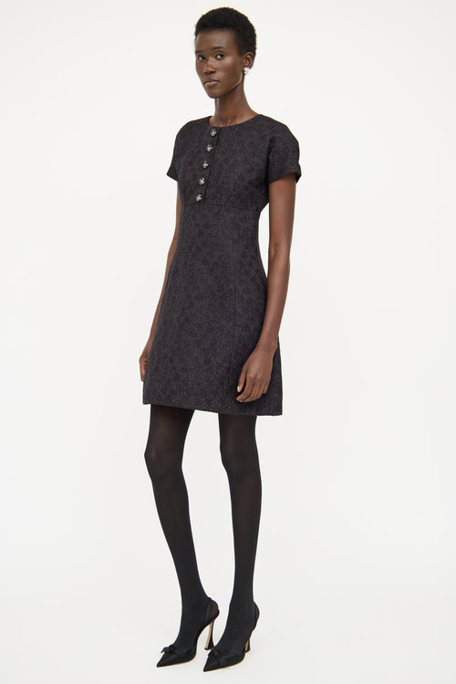 Dolce 
Gabbana Black Brocade Short Sleeve Dress