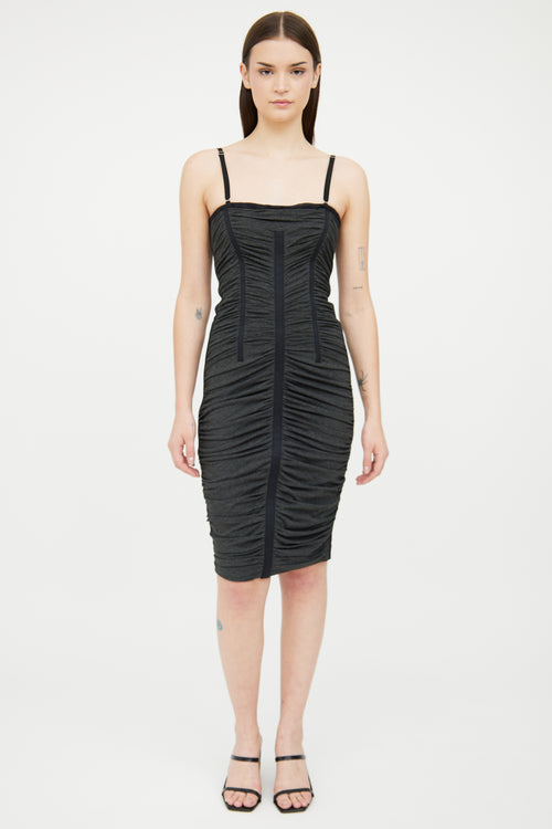 Dolce 
Gabbana Grey 
Black Ruched Corset Dress