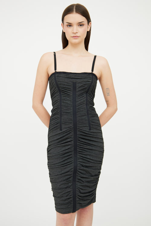 Dolce 
Gabbana Grey 
Black Ruched Corset Dress