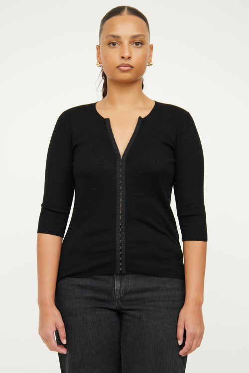 Dolce 
Gabbana Ribbed Hook 
Eye Half Sleeve Top