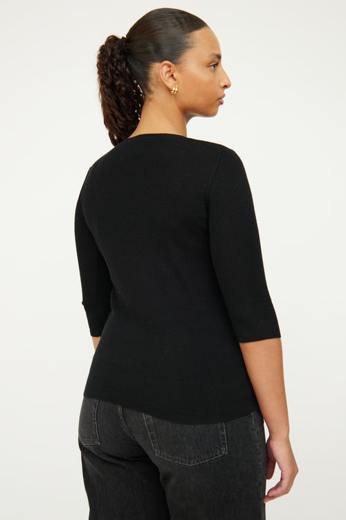 Dolce 
Gabbana Ribbed Hook 
Eye Half Sleeve Top