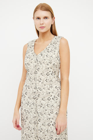 Dolce 
Gabbana Cream 
Black Floral Lace Overlay Dress