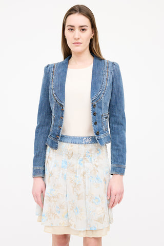 Dolce 
Gabbana Medium Wash Distressed Denim Blazer