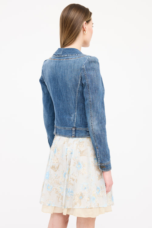 Dolce 
Gabbana Medium Wash Distressed Denim Blazer