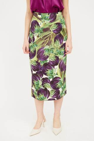 Dolce 
Gabbana Purple 
Green Eggplant Skirt