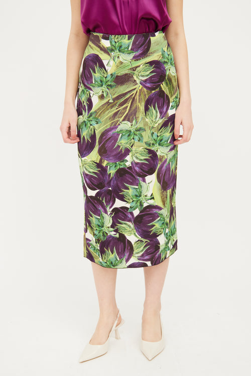 Dolce 
Gabbana Purple 
Green Eggplant Skirt