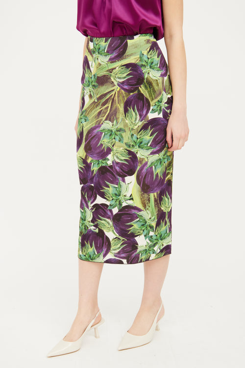 Dolce 
Gabbana Purple 
Green Eggplant Skirt