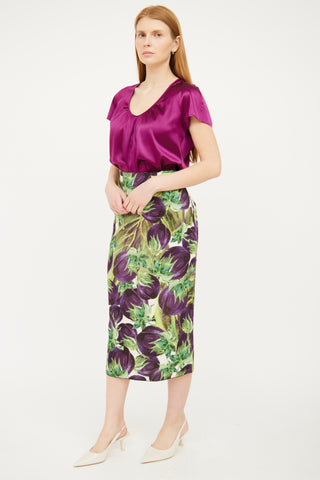 Dolce 
Gabbana Purple 
Green Eggplant Skirt