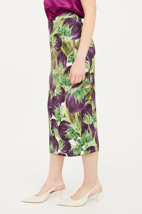 Dolce 
Gabbana Purple 
Green Eggplant Skirt