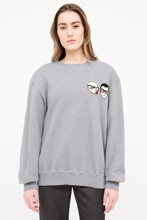 Dolce 
Gabbana Sequin Face Logo Sweatshirt