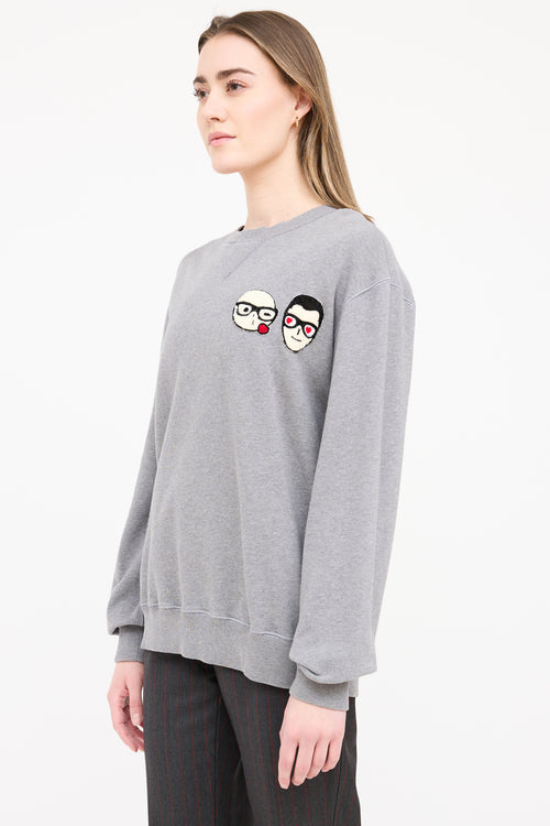 Dolce 
Gabbana Sequin Face Logo Sweatshirt