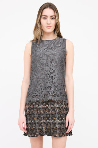 Dolce 
Gabbana Floral Brocade Tweed Dress