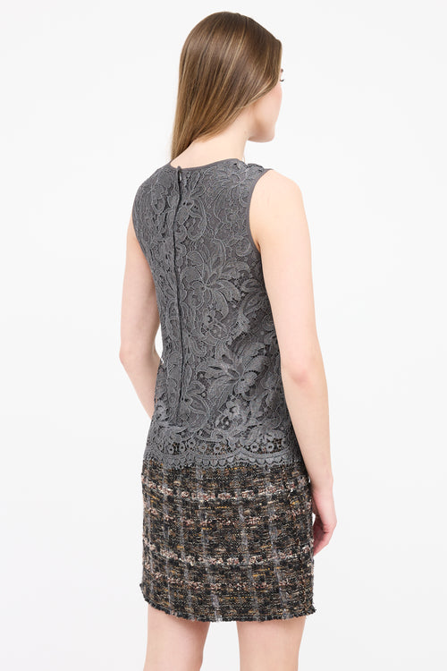 Dolce 
Gabbana Floral Brocade Tweed Dress