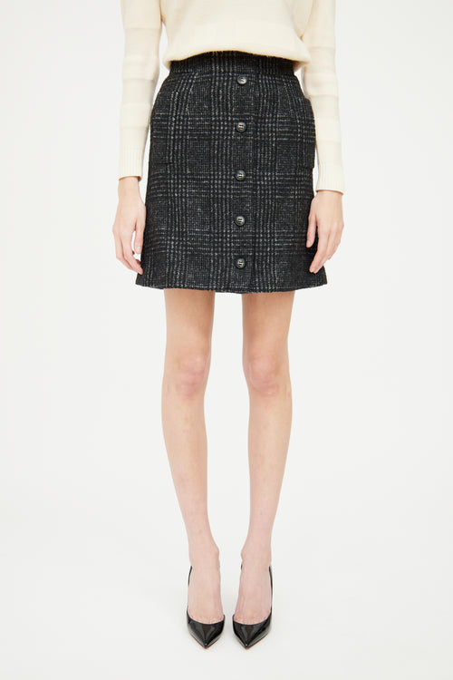 Dolce 
Gabbana Dark Grey Wool Plaid Skirt